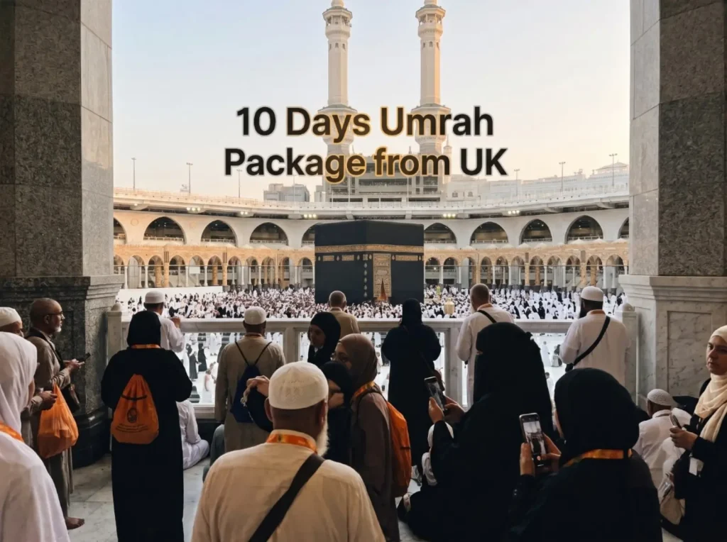 Pilgrims viewing the Kaaba during 10 Days Umrah Package from UK at Masjid al-Haram