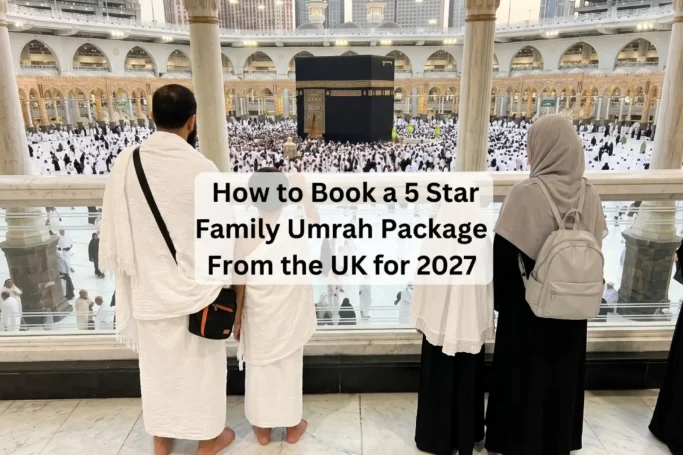 Family in Ihram viewing the Kaaba during 5 Star Family Umrah Package from UK 2027