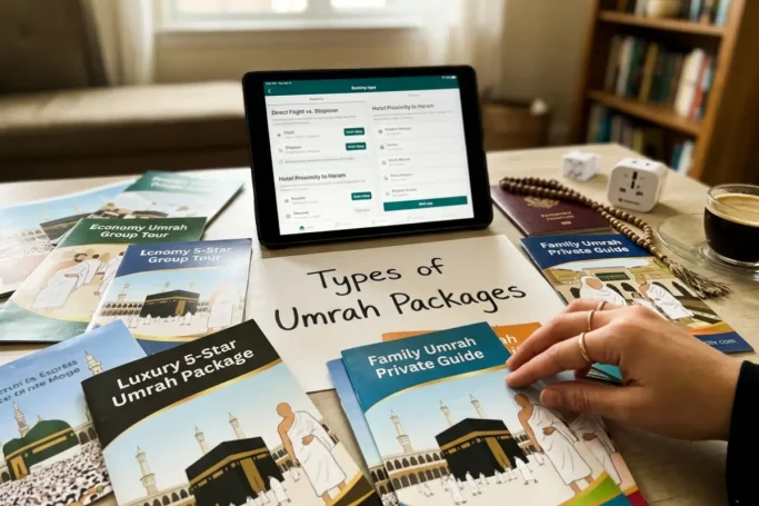 Different Types of Umrah Packages. Economy, Luxury 5-Star, Family and Group Umrah packages. Umrah booking options with direct flights and Haram hotels.